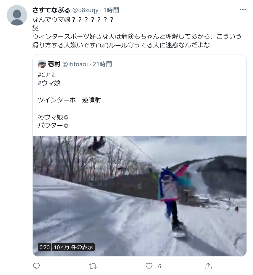 【悲報】ウマ娘コスプレがスキー場で迷惑行為\n_3