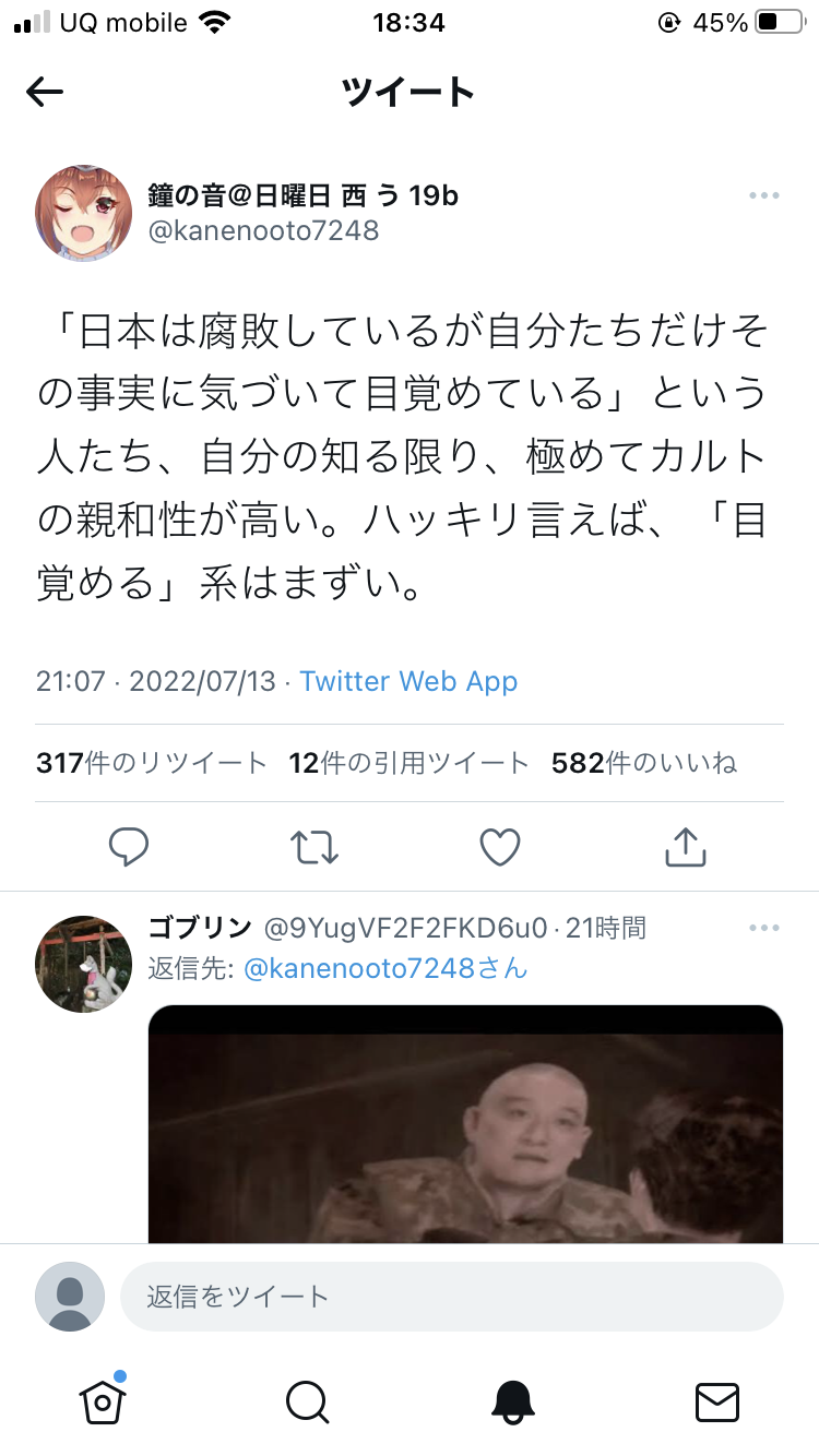 【速報】Twitter絵師、正論「“日本は腐っていて、自分だけがその事実に気づいてる”と考えてる人、それがカ○トですよ」 [701470346]\n_1